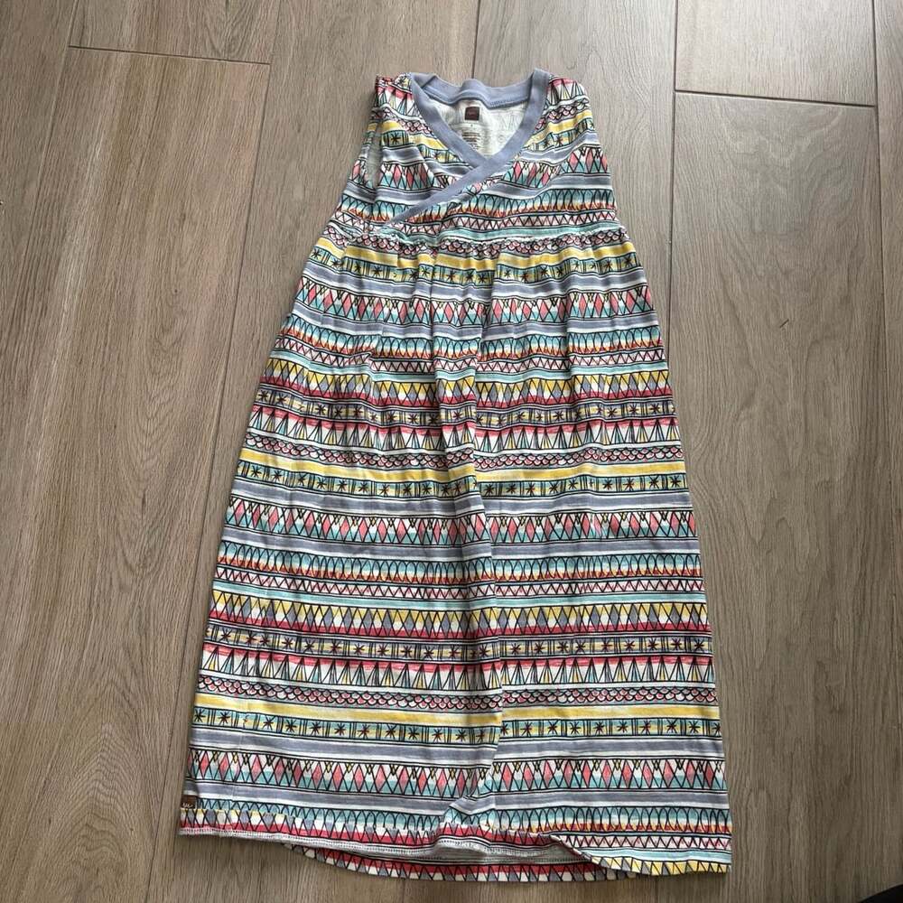 Tea Collection Girls Sleeveless Maxi Dress Size 5 Multicolored Tribal Pattern